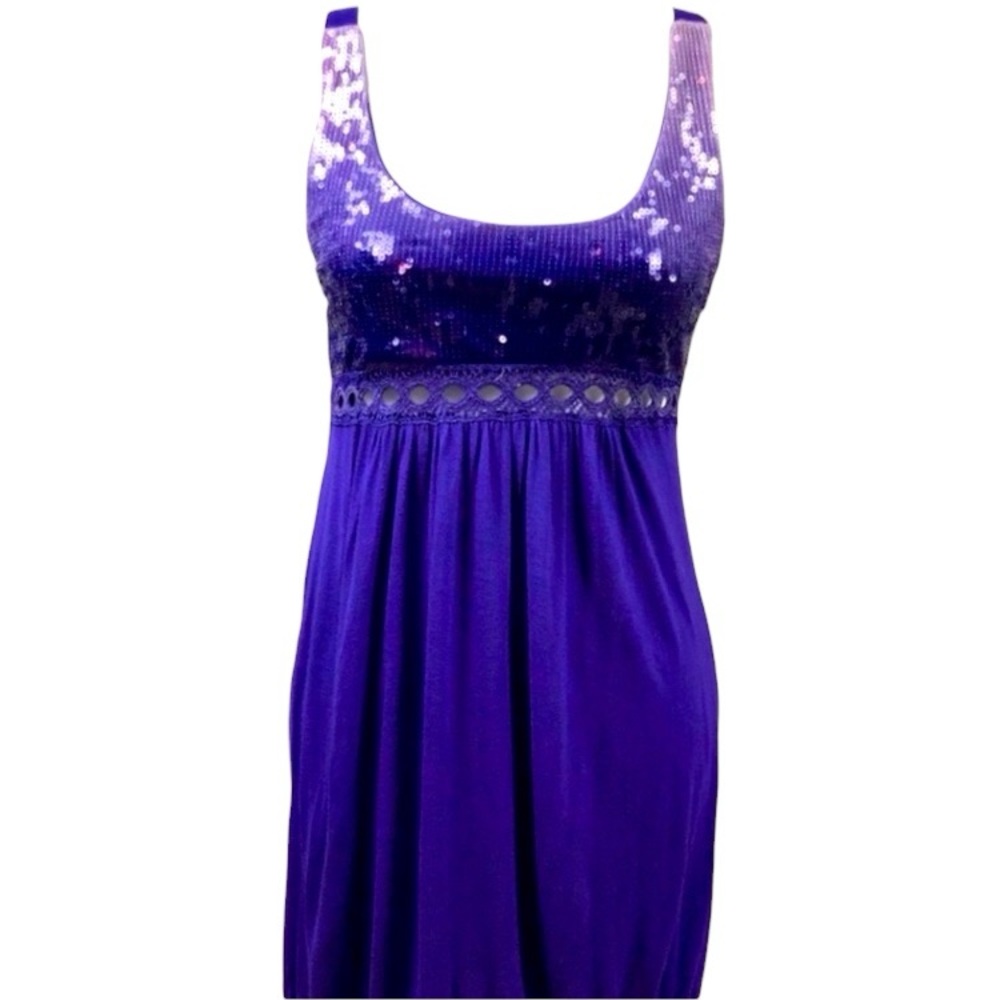CHARLOTTE RUSSE Ombrè Y2k 90's Barbiecore Girly Sequined Pullover Dress Purple S